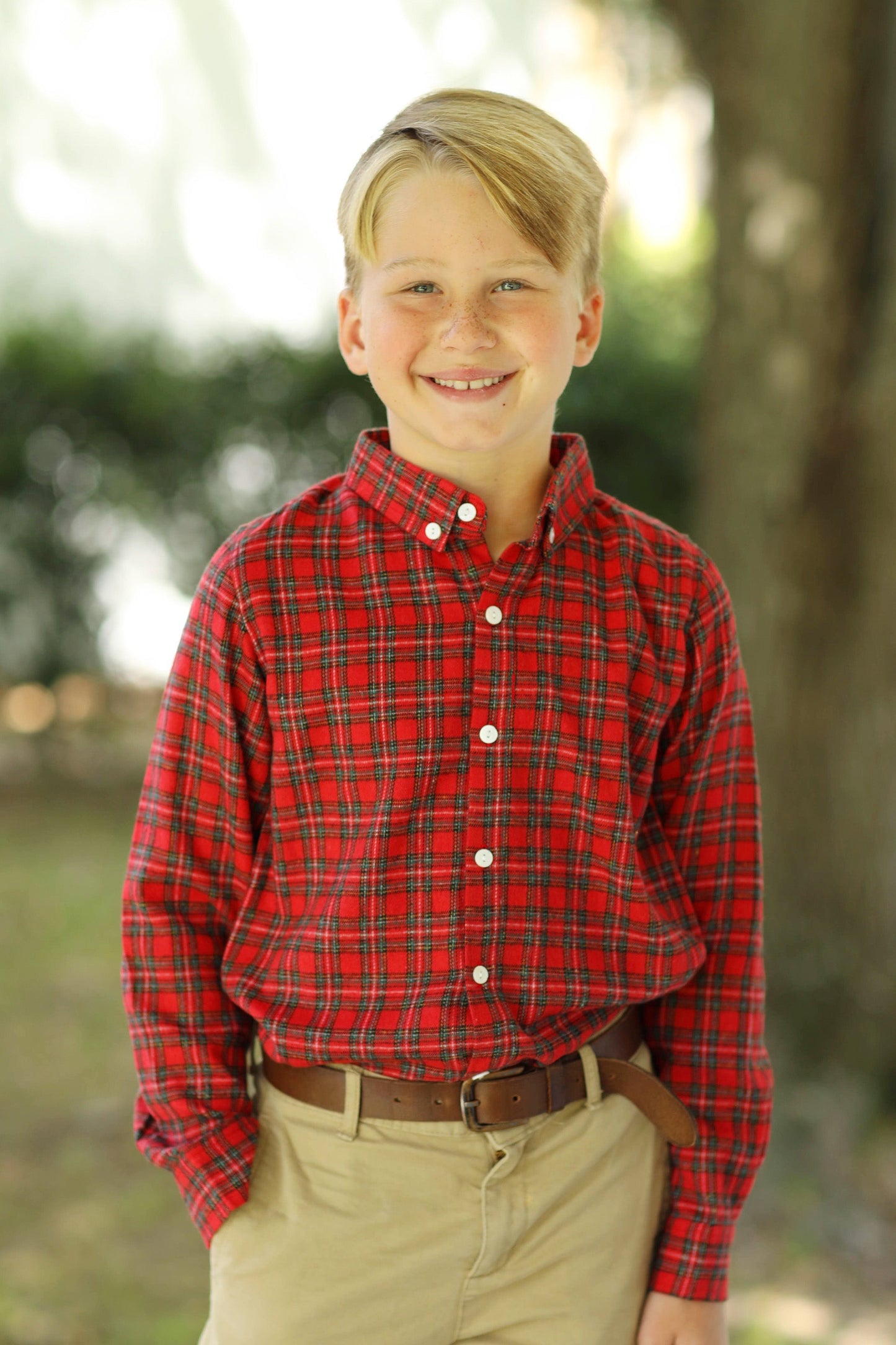 Red Tartan Boy Button Down Shirt