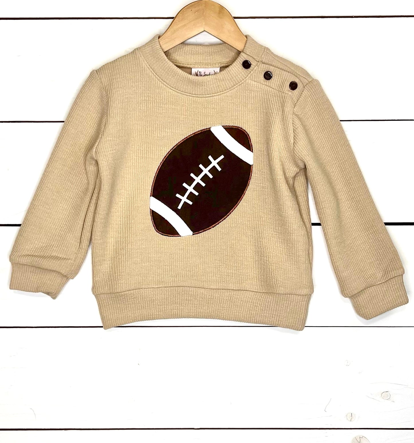Football Applique Tan Sweater