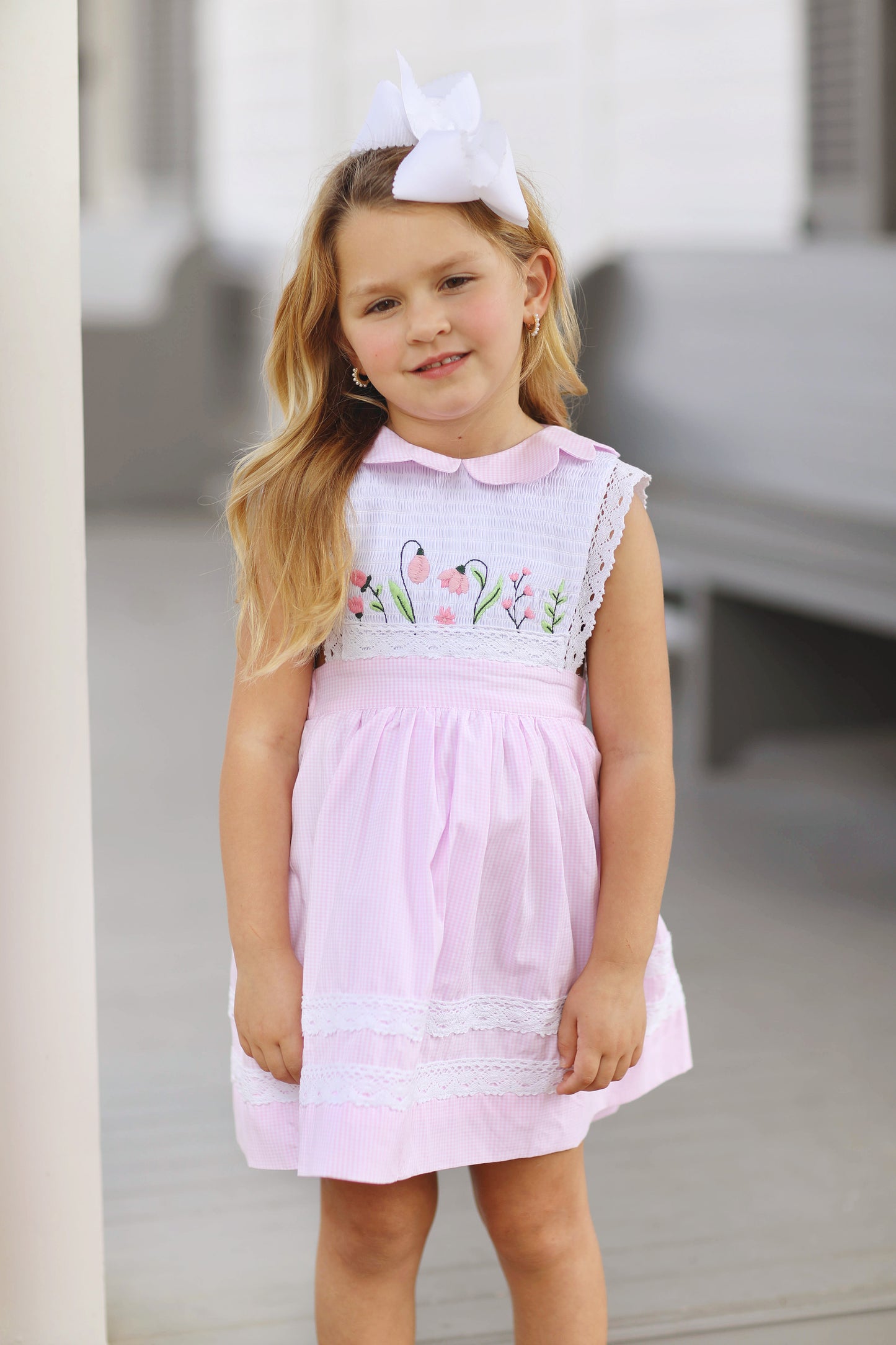 Floral Smocked Lace Dress