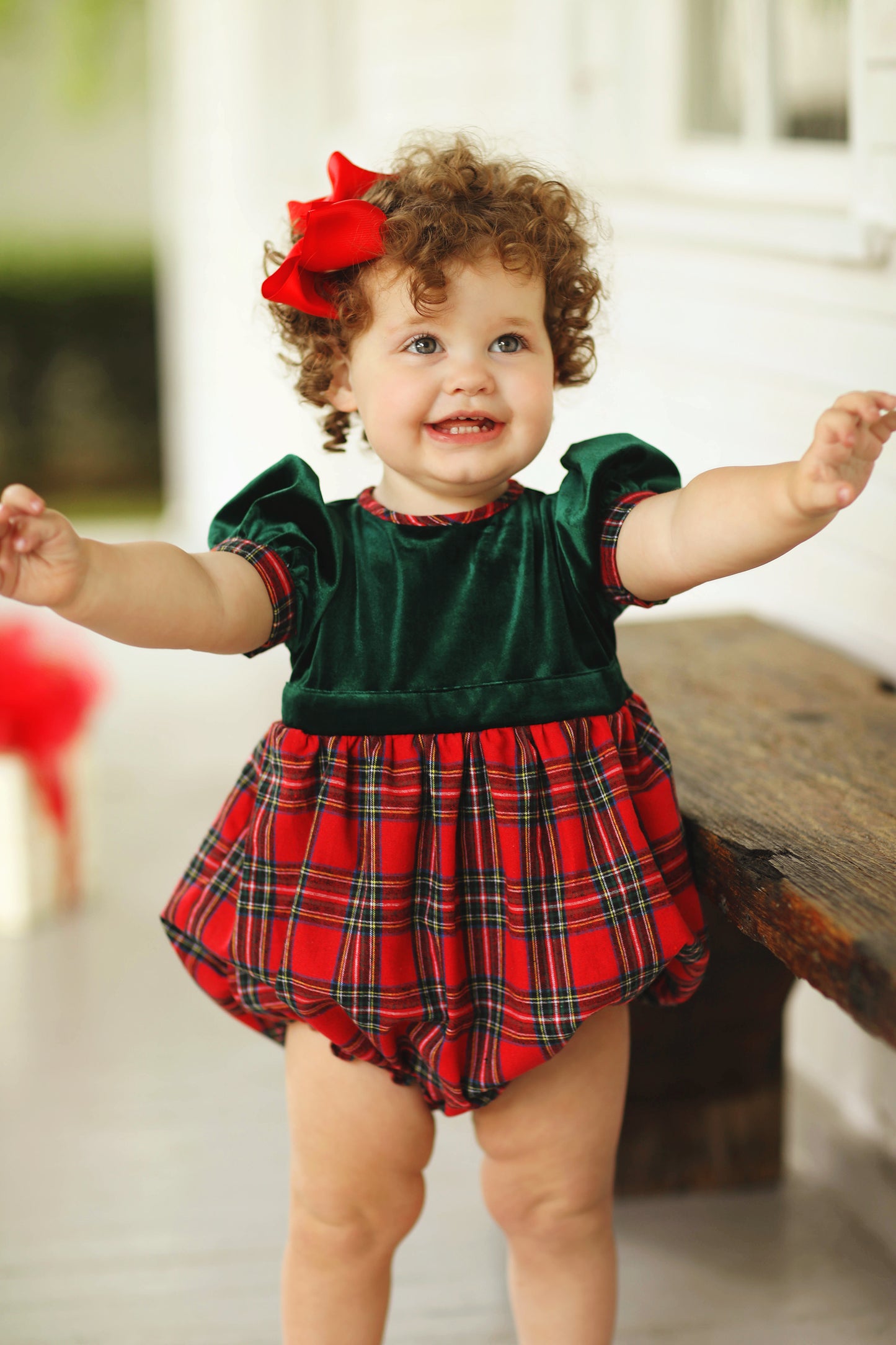 Red Tartan Green Velvet Girl Bubble