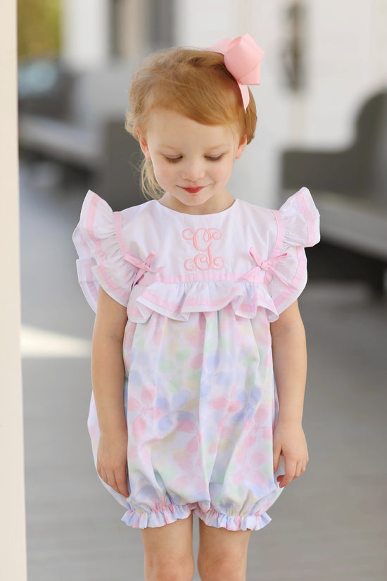 Ruffle Bow Floral Print Bubble