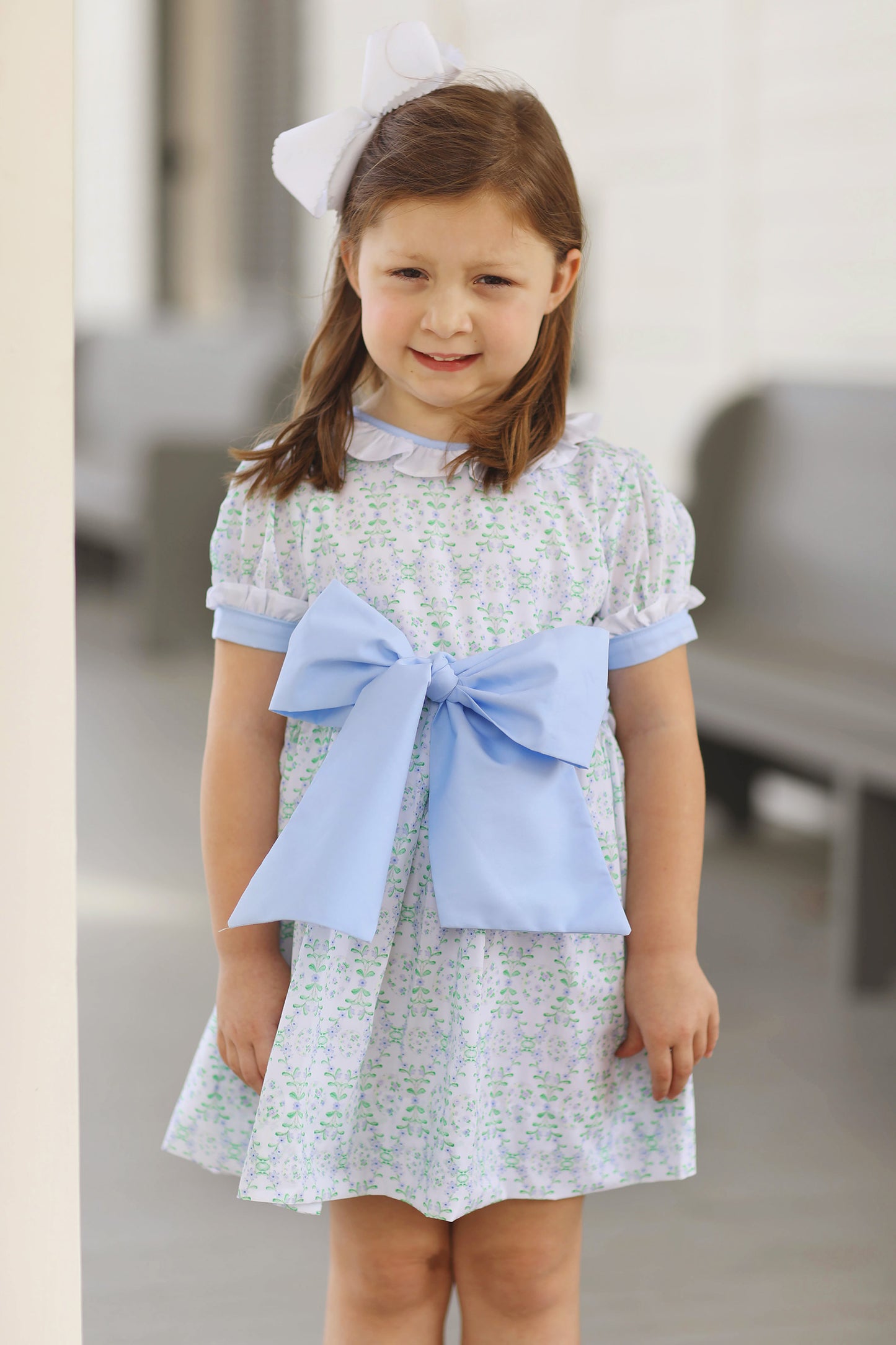 Easter Egg Floral Ruffle Bow Tie Dress