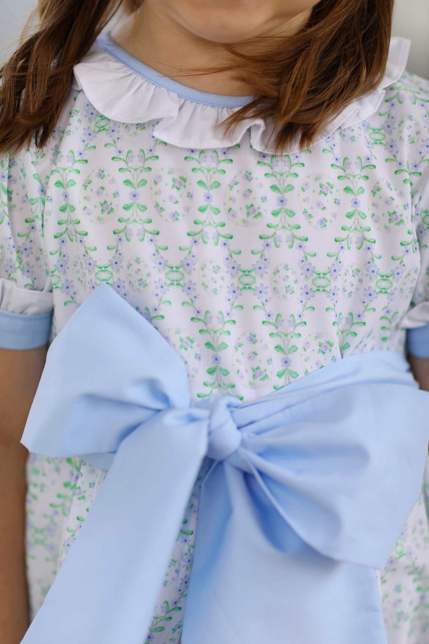 Easter Egg Floral Ruffle Bow Tie Dress