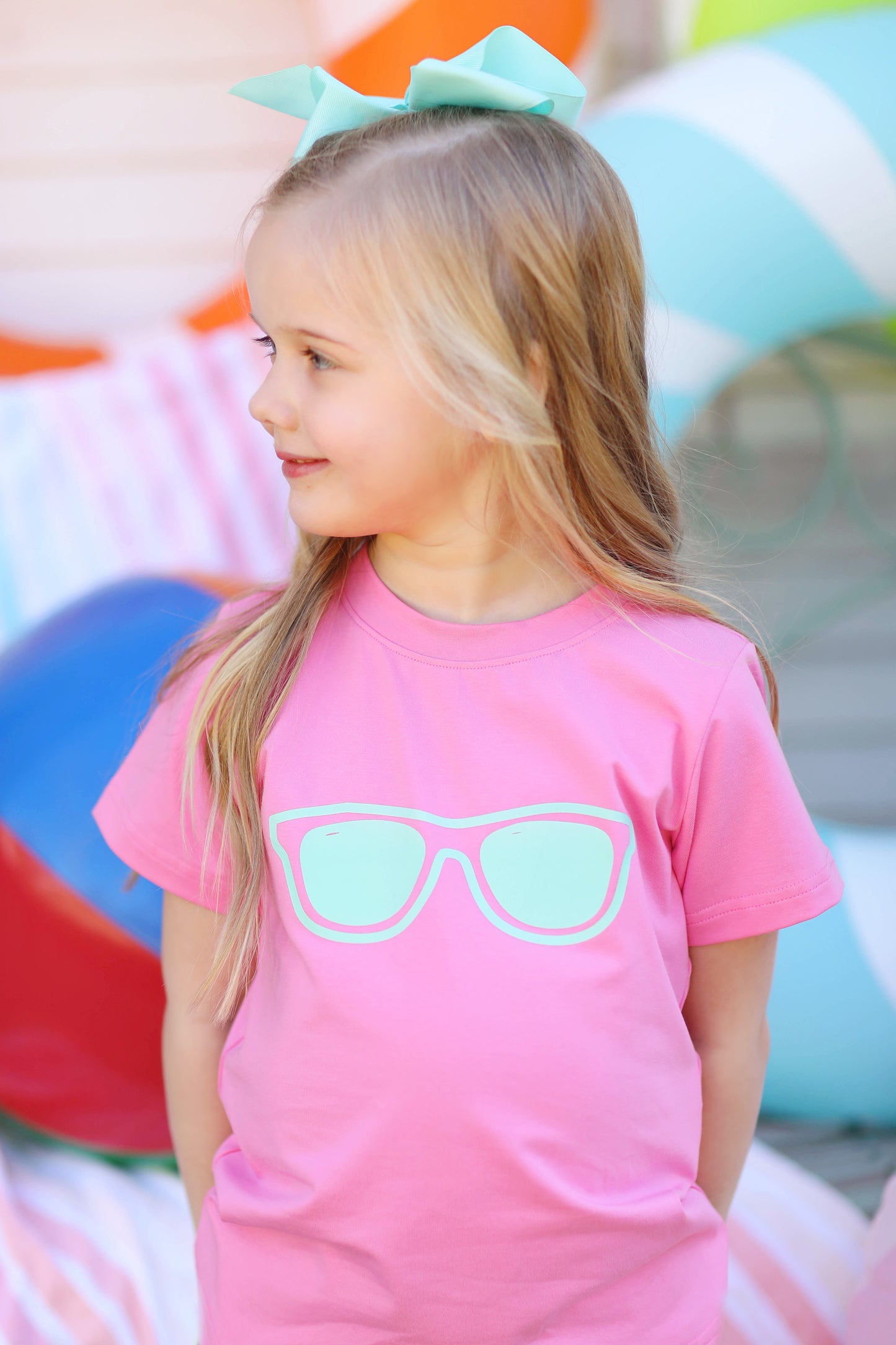 Sunglasses Screen Print Hot Pink Knit Shirt