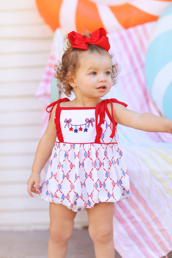 Bow Star Garland Smocked USA Print Bubble