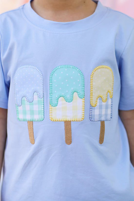 Ice Cream Applique Yellow Gingham Knit Short Set