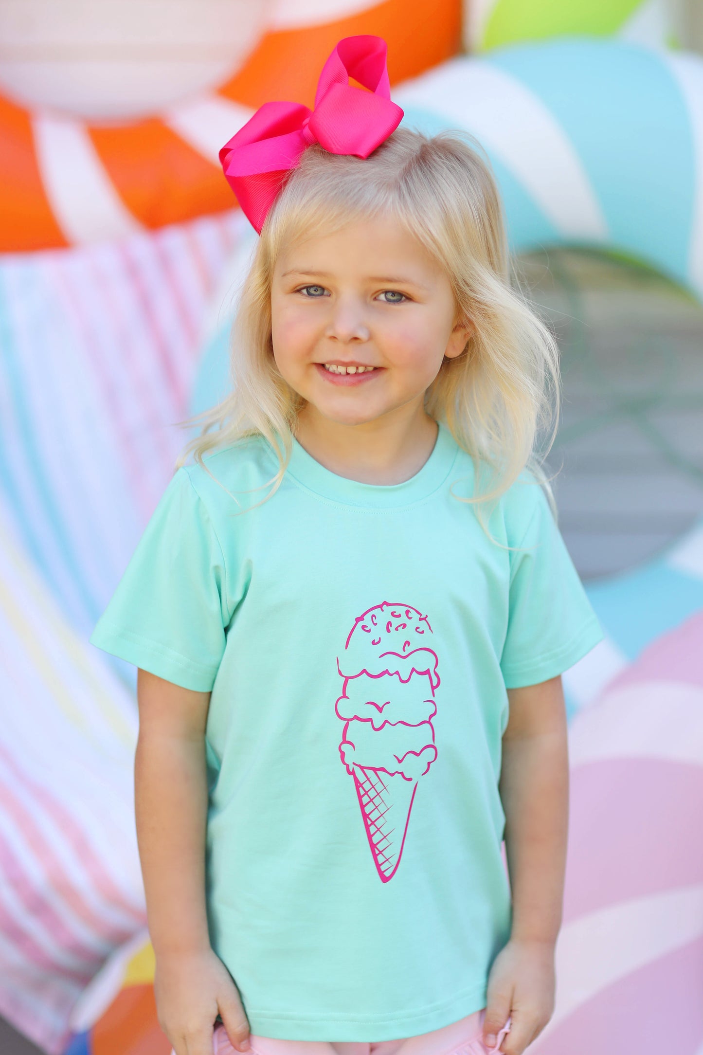 Ice Cream Screen Print Mint Knit Shirt