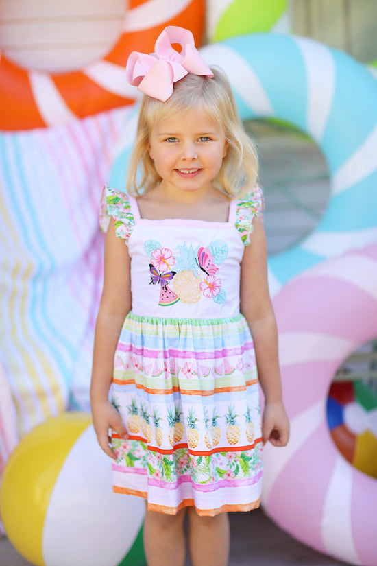 Summer Fruit Embroidered Print Dress