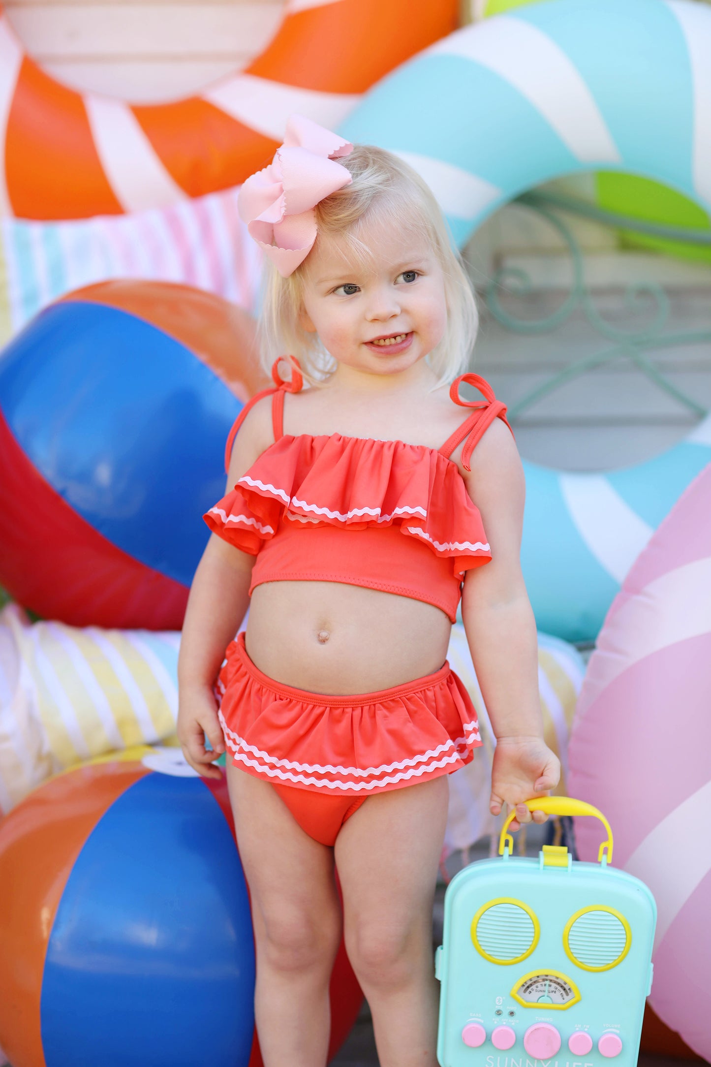 Coral Ruffle Two Piece Swimsuit