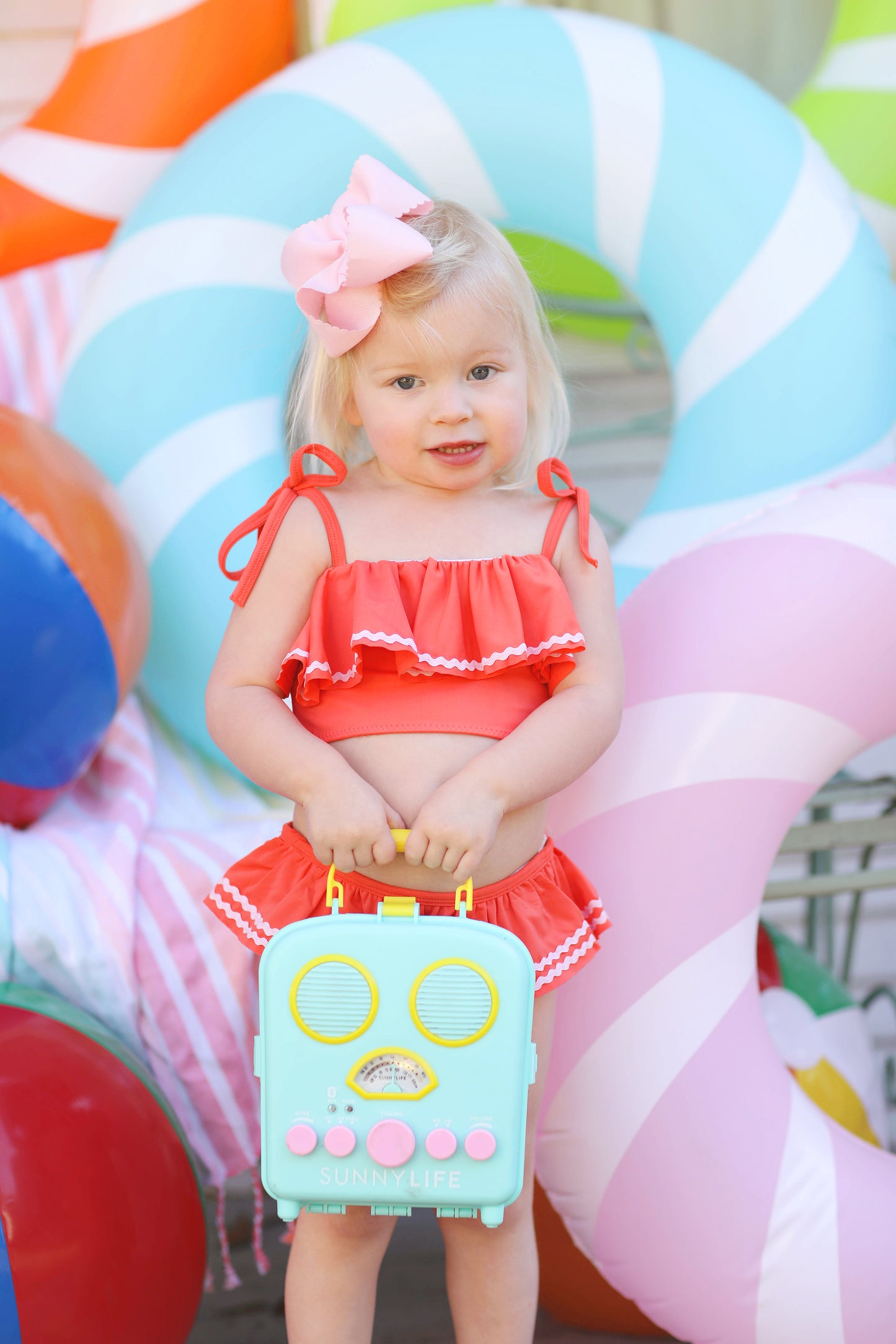 Coral Ruffle Two Piece Swimsuit