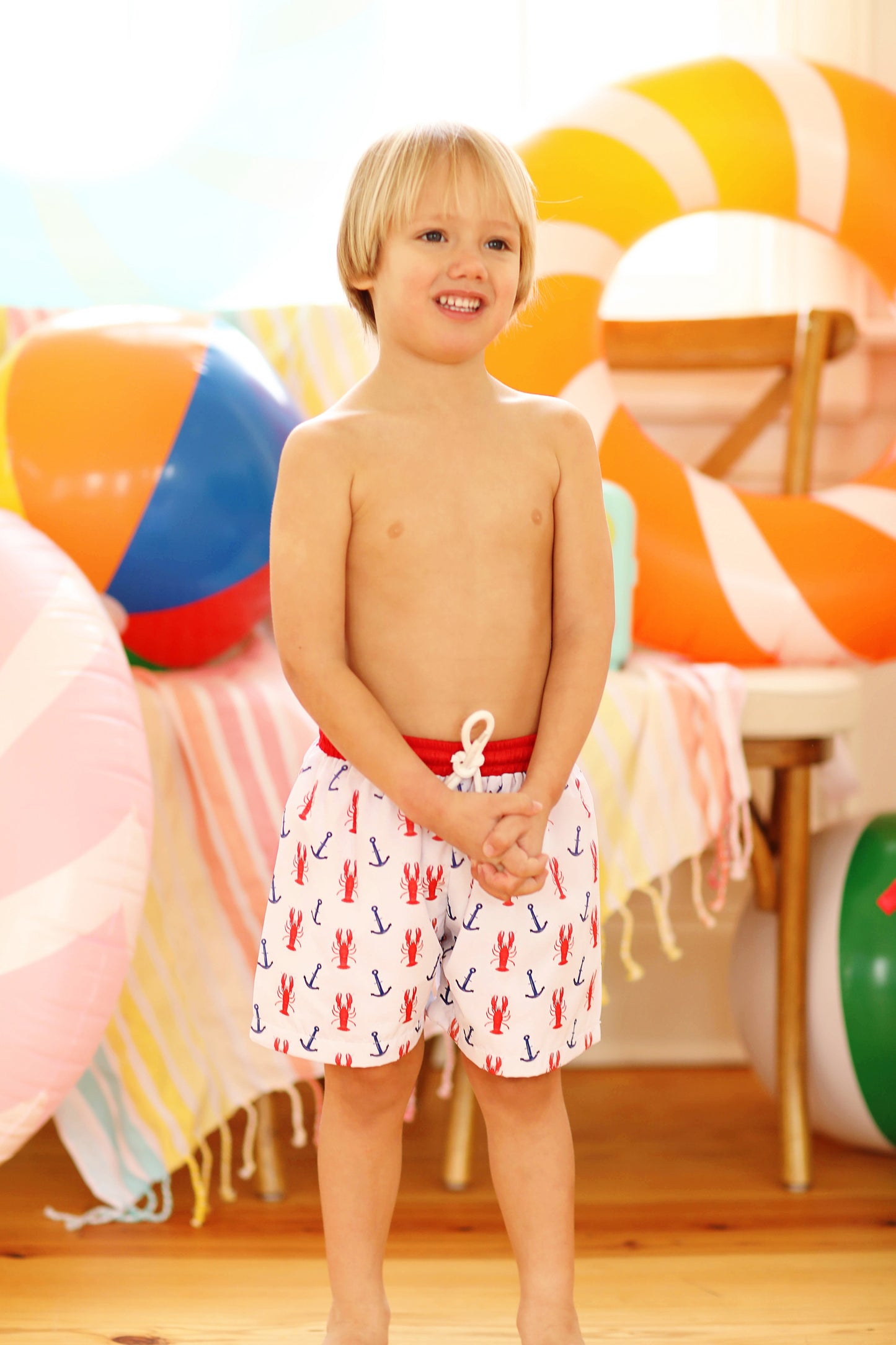 Lobster Anchor Print Swim Trunks