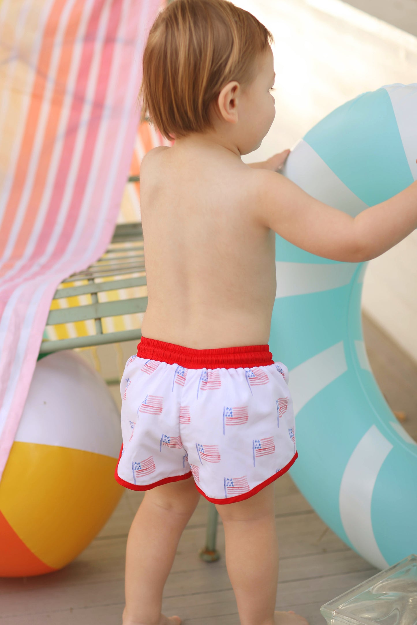 Patriotic Shortie Swim Trunks