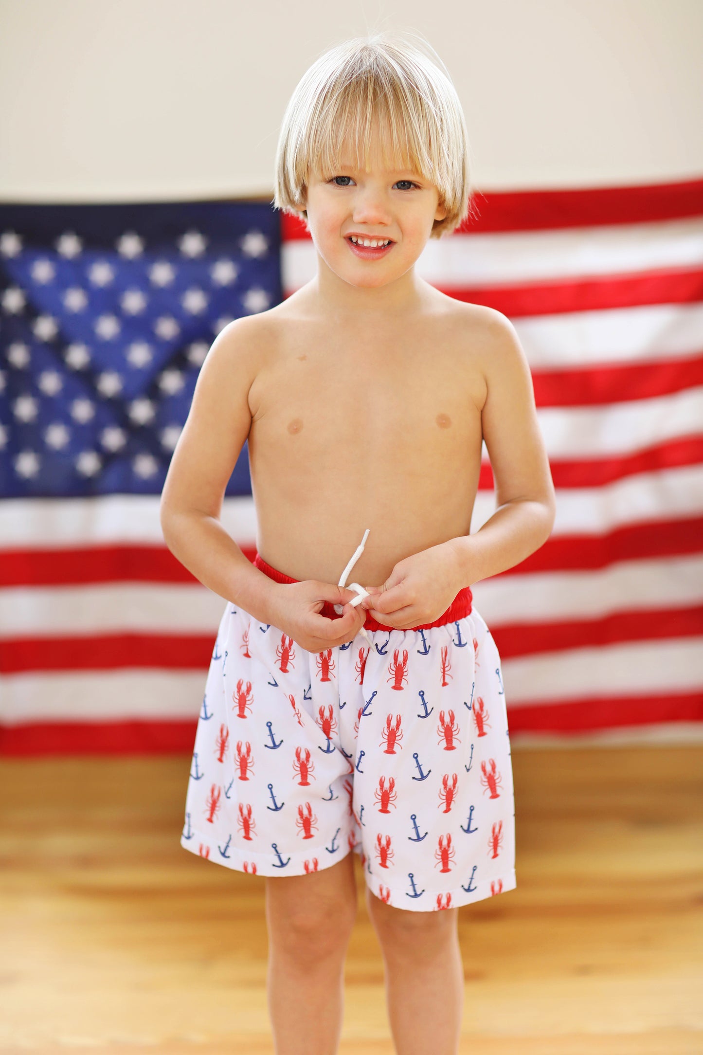 Lobster Anchor Print Swim Trunks
