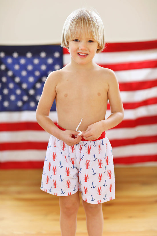 Lobster Anchor Print Swim Trunks