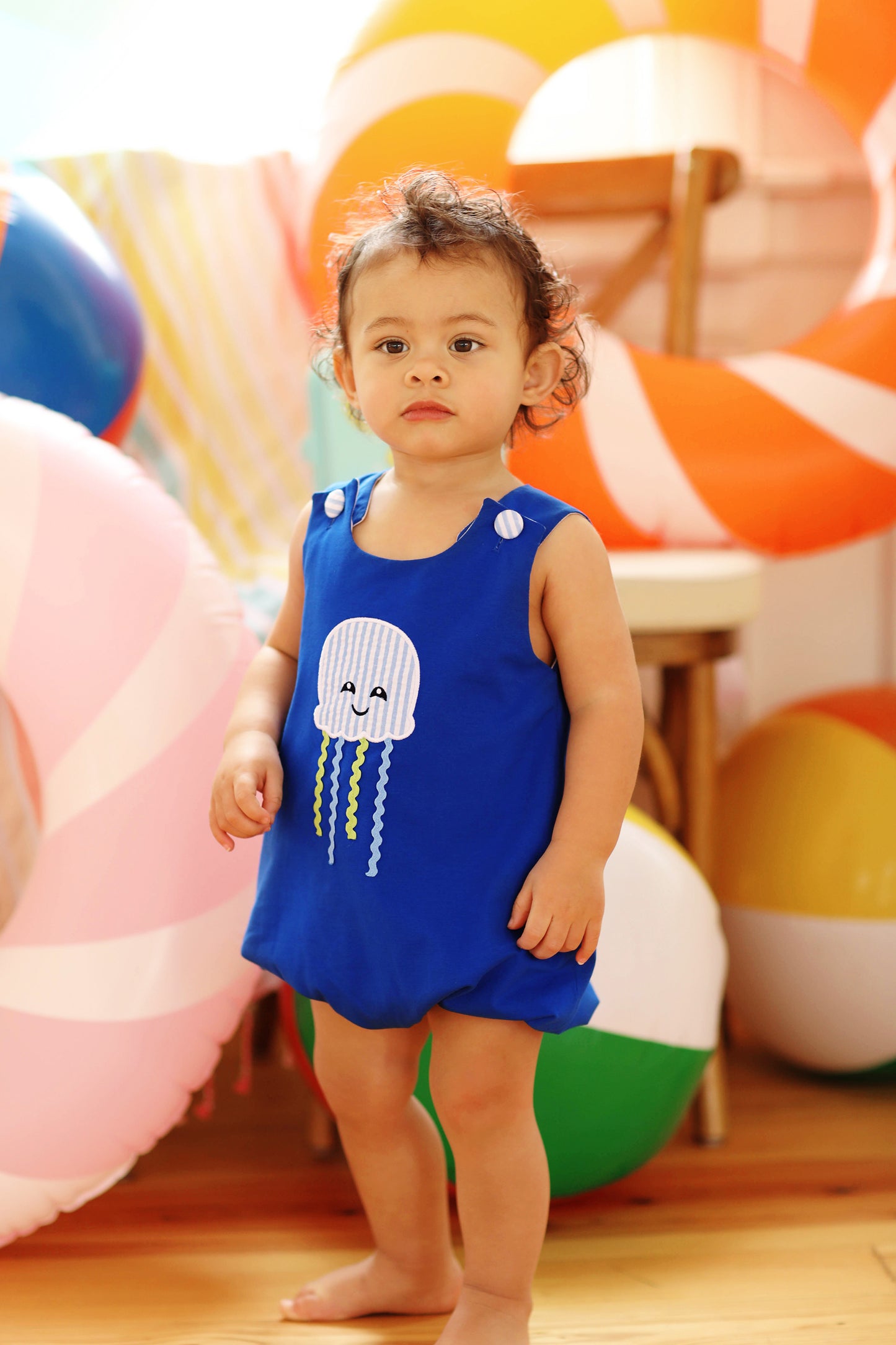 Jellyfish Appliqué Royal Blue Knit Bubble