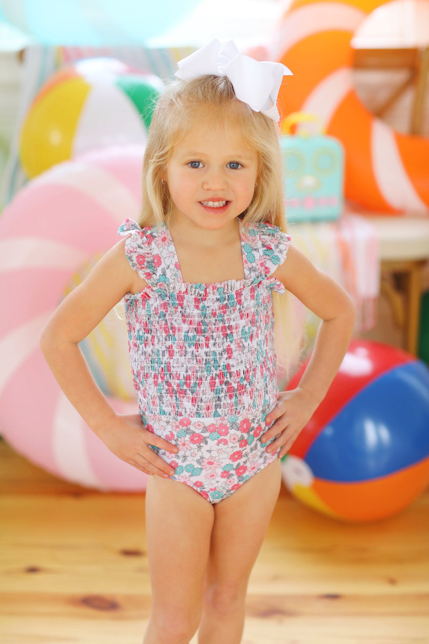 Liberty Floral Smocked Ruffle Swimsuit