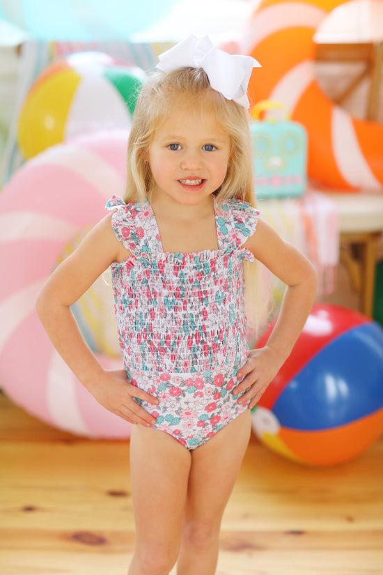 Liberty Floral Smocked Ruffle Swimsuit