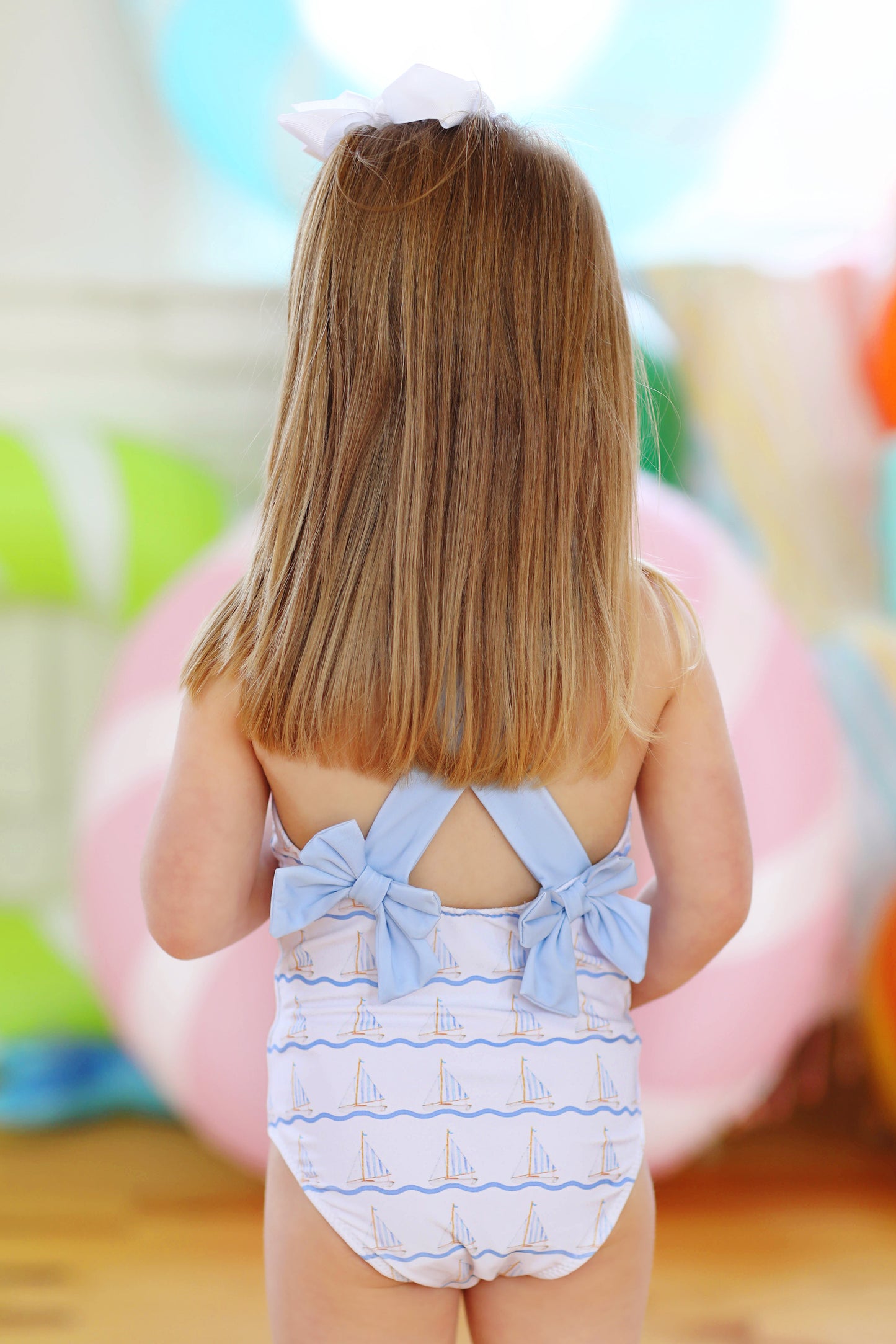 Sailboat Print Bow Swimsuit