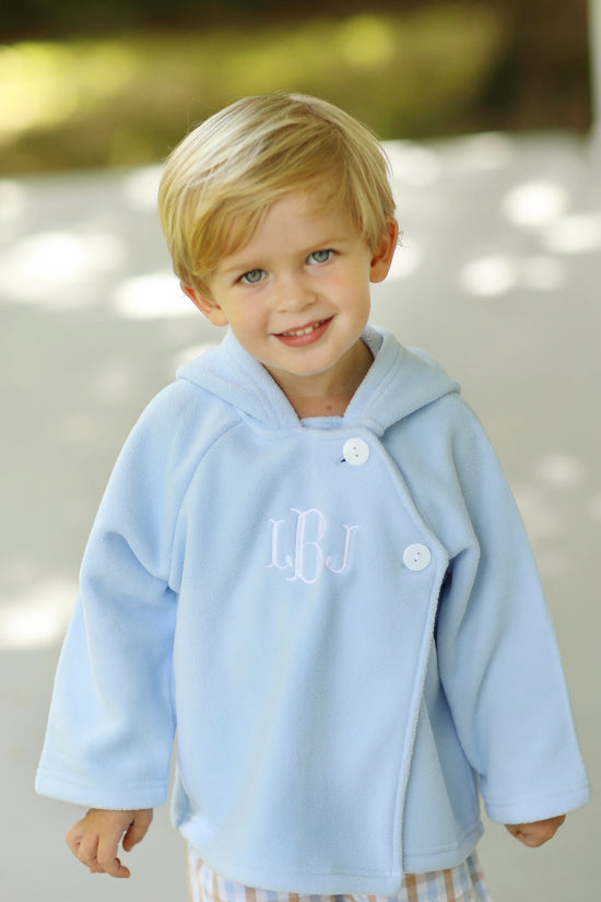 Load image into Gallery viewer, Light Blue Hooded Fleece Jacket

