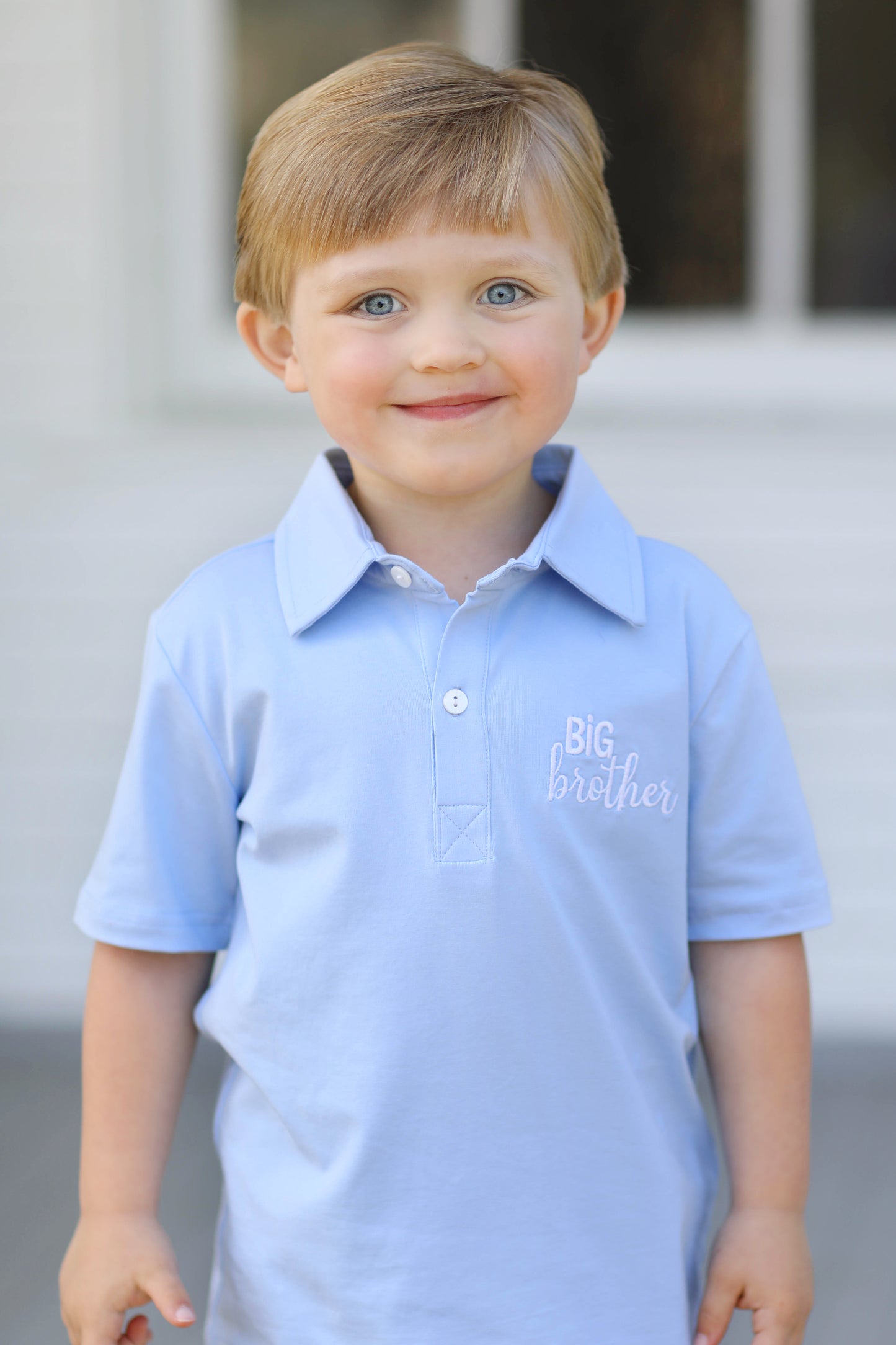 Big Brother Embroidered Blue Knit Collared Shirt