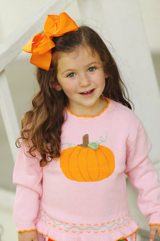 Pumpkin Ruffle Pink Sweater