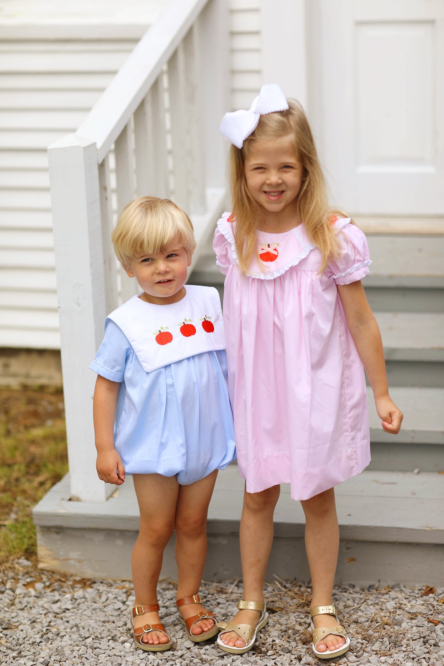 Pumpkin Embroidered Pink Eyelet Lace Dress