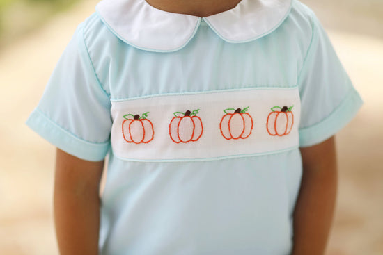 Pumpkin Shadow Embroidered Seafoam Short Set