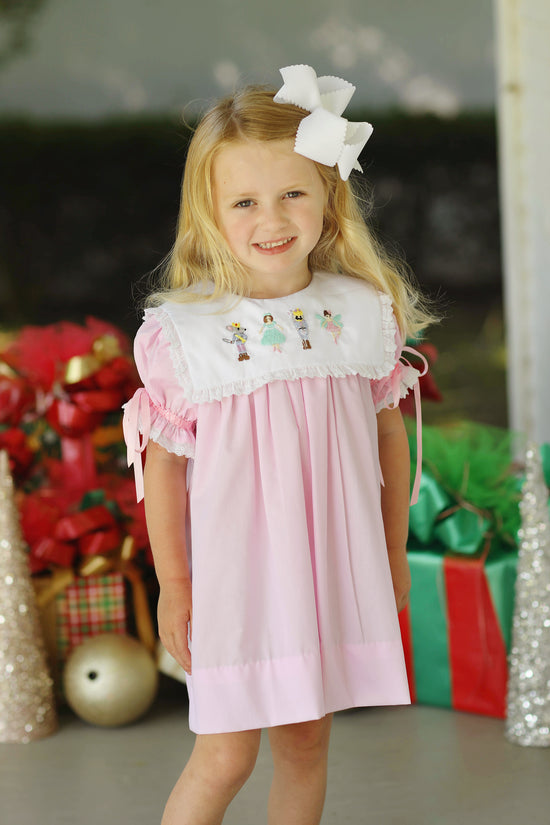 Sugarplum Fairy Embroidered Ruffle Lace Bib Dress