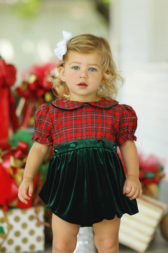 Red Tartan Green Velvet Girl Bubble