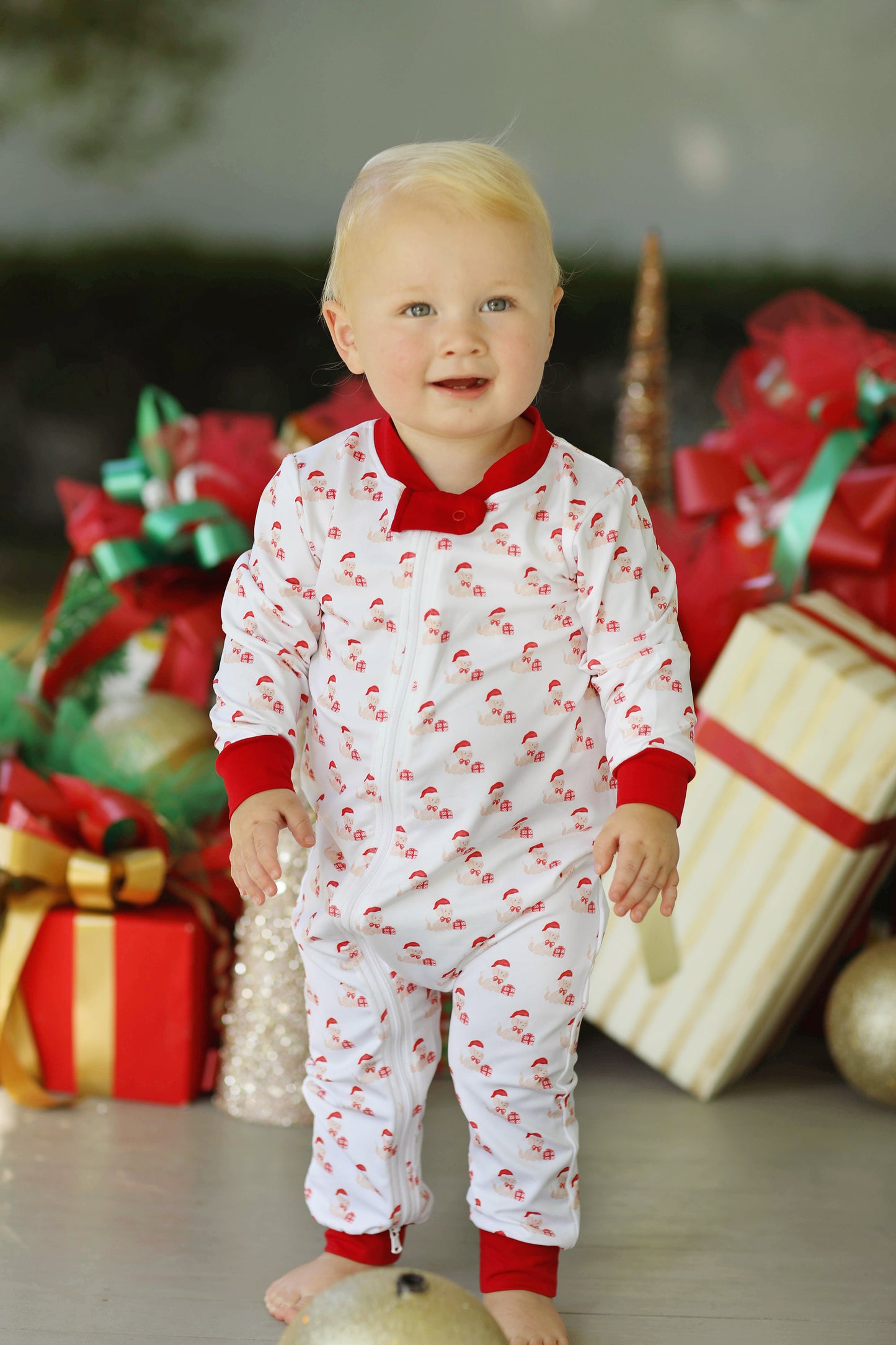 Puppy Dog Christmas Knit Zip Up Pajamas