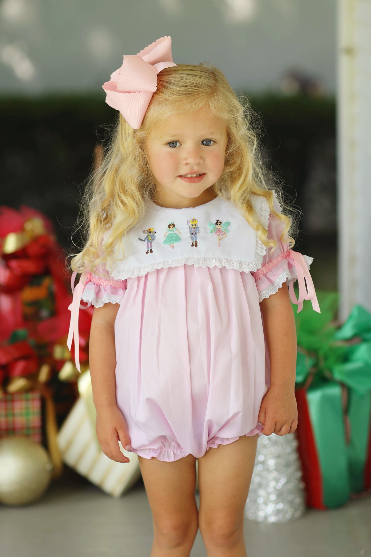 Sugarplum Fairy Embroidered Ruffle Lace Bib Bubble