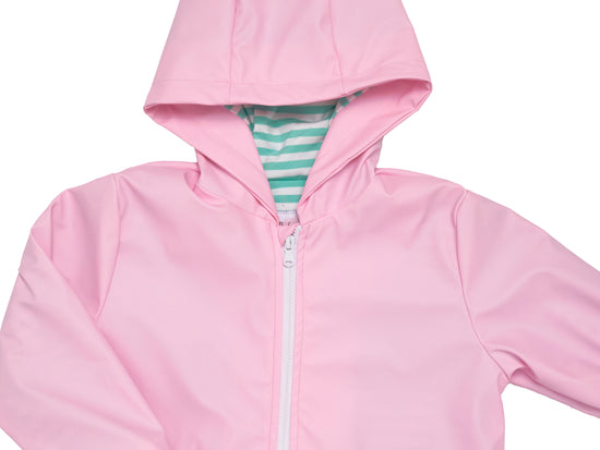 Light Pink Mint Stripe Knit Lining Raincoat