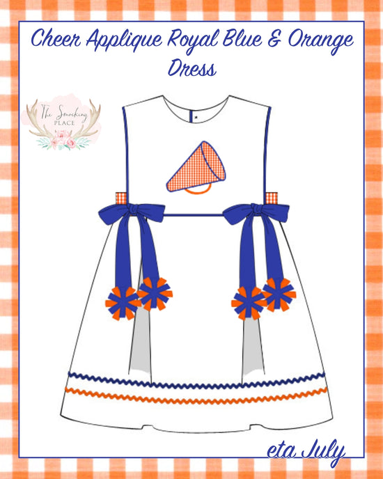 Cheer Applique Royal Blue and Orange Dress