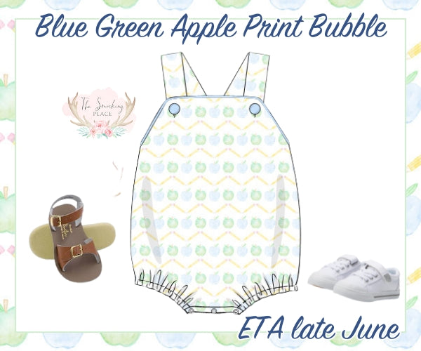 Blue Green Apple Print Boy Bubble