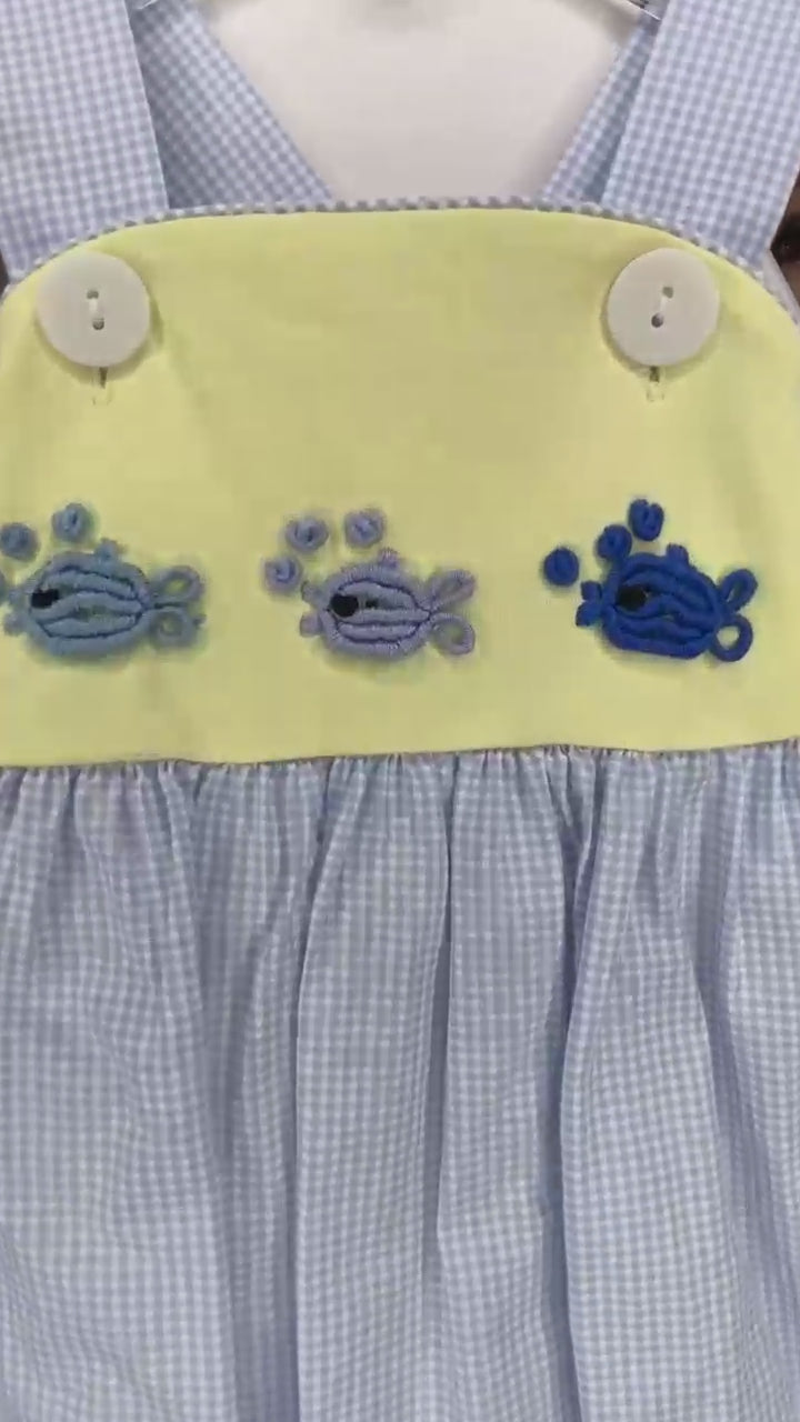 Load and play video in Gallery viewer, Fish Bullion Stitch Blue Gingham Bubble
