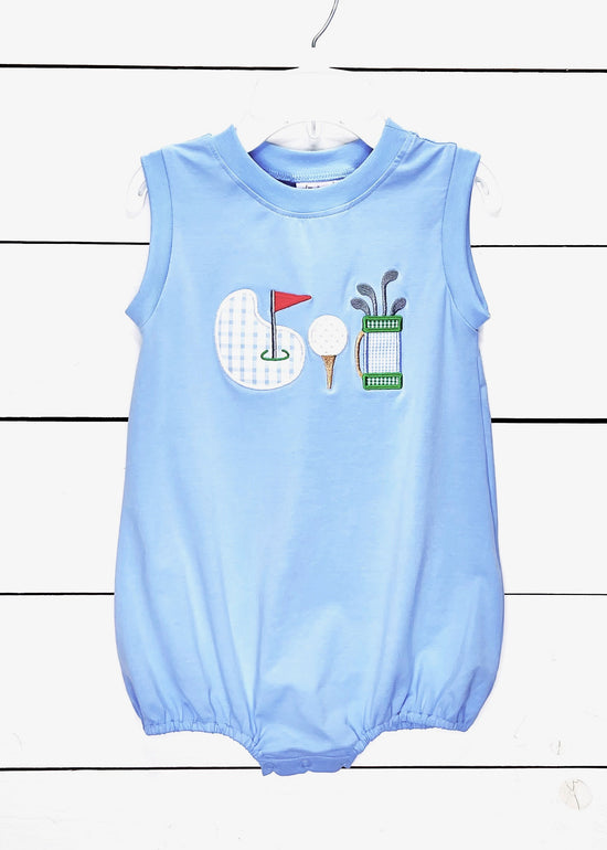Load image into Gallery viewer, Golf Applique Knit Light Blue Bubble

