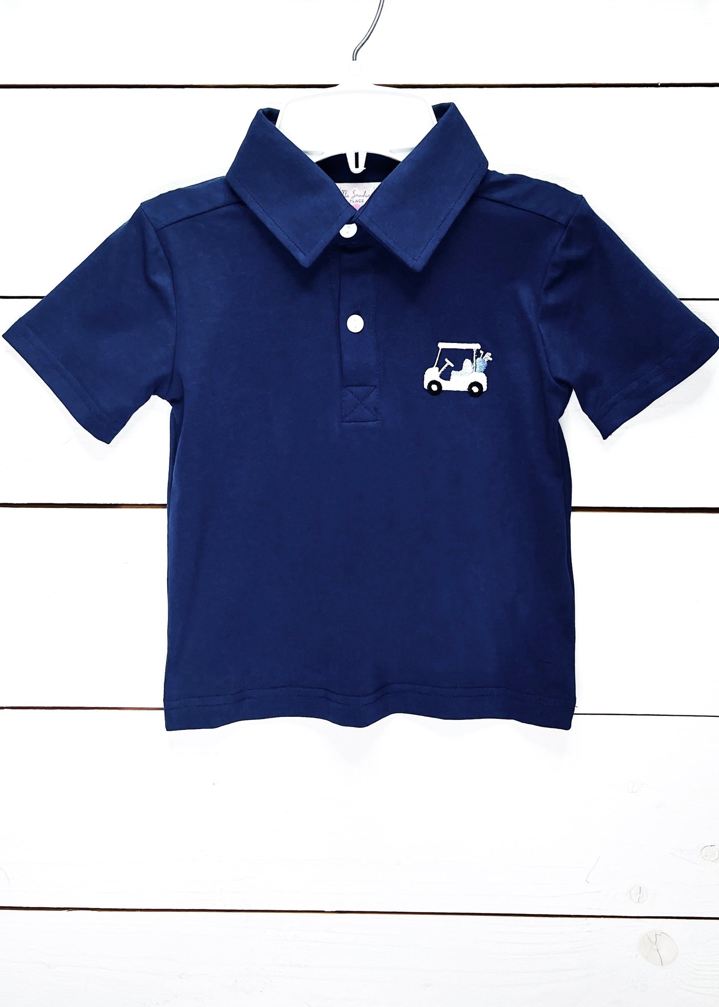 Golf Embroidered Navy Collared Shirt