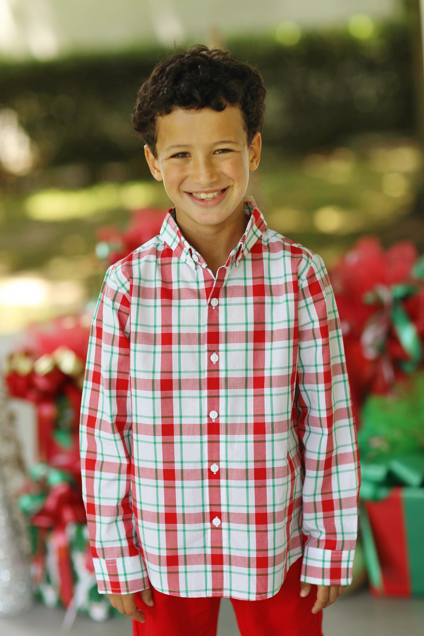 Load image into Gallery viewer, Red Green Plaid Button Down Shirt

