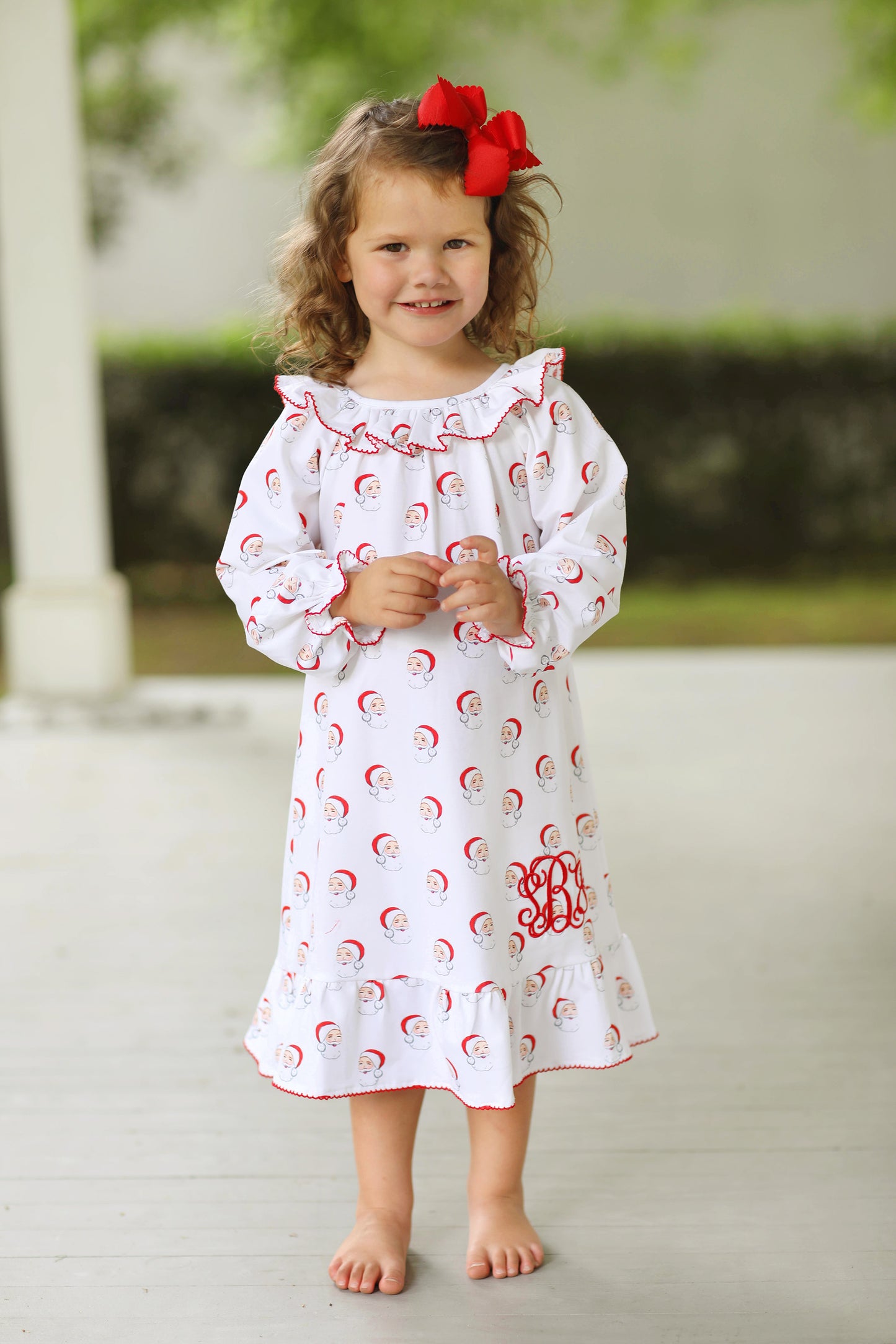 Load image into Gallery viewer, Santa Print Knit Girl Gown
