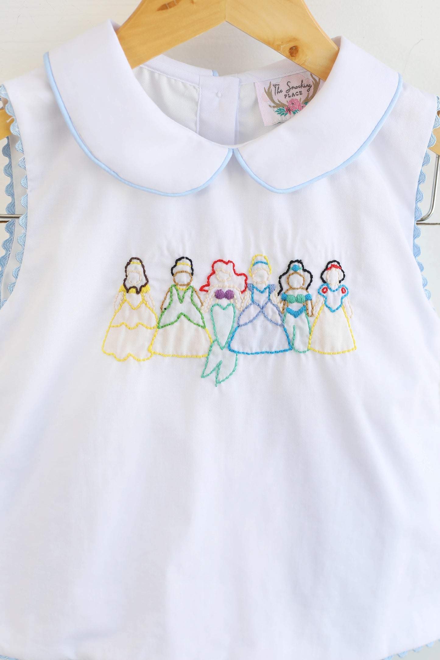 Princess Shadow Embroidered Blue Bitty Dot Bloomer Set