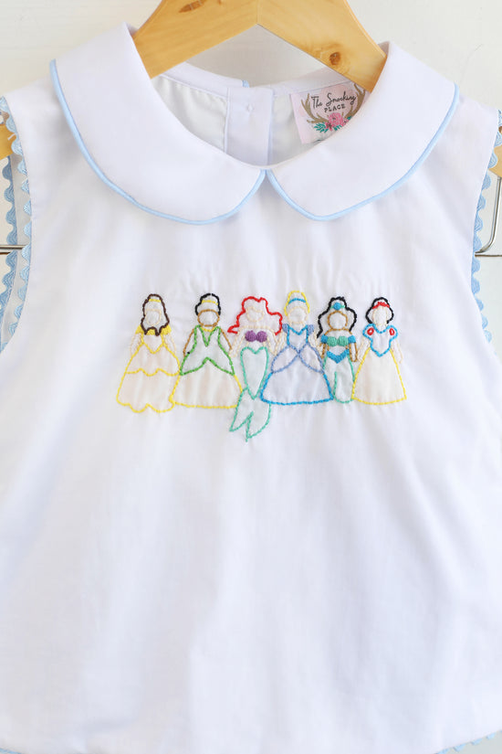 Princess Shadow Embroidered Blue Bitty Dot Bloomer Set