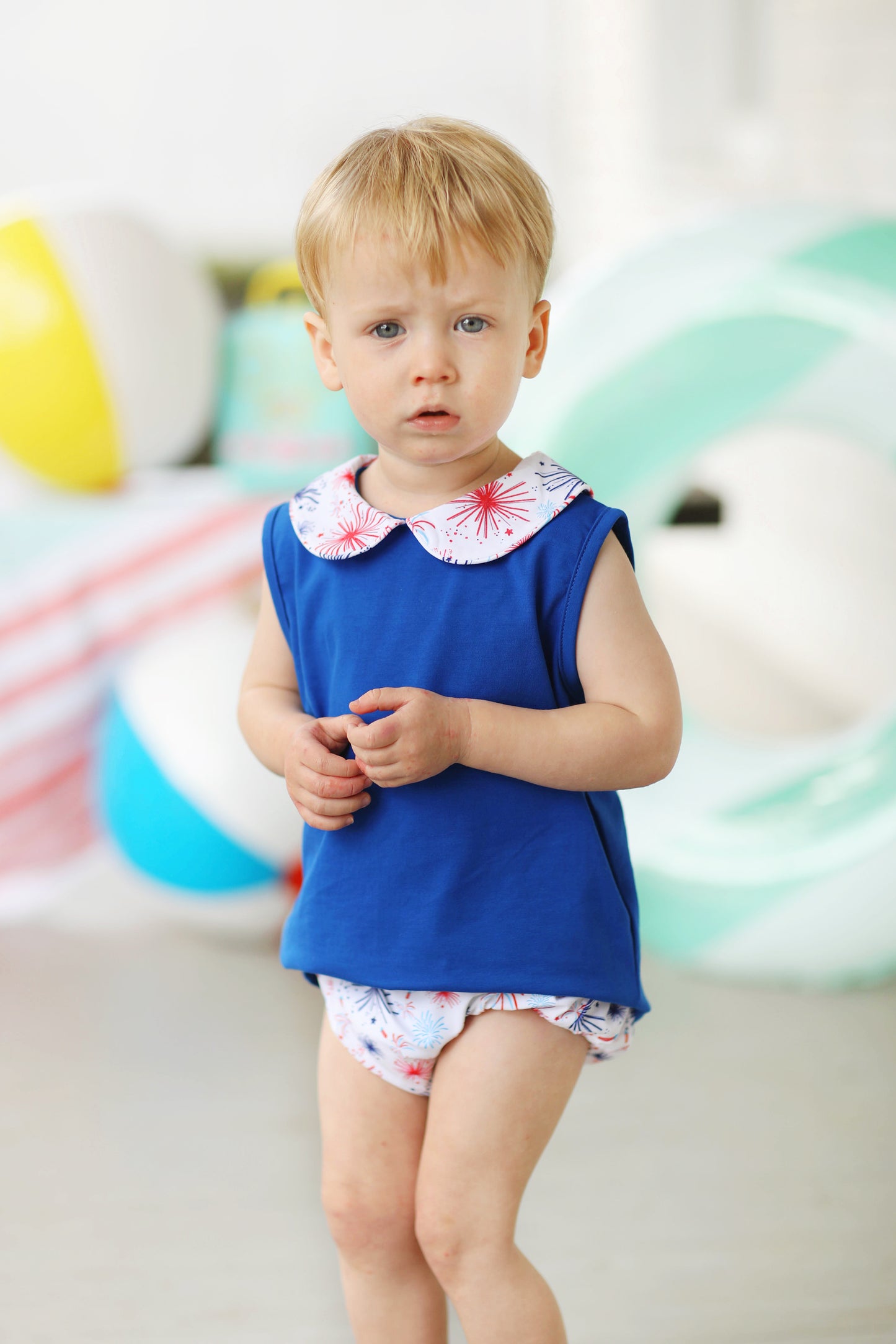 Load image into Gallery viewer, Sparkler Print Collared Diaper Set
