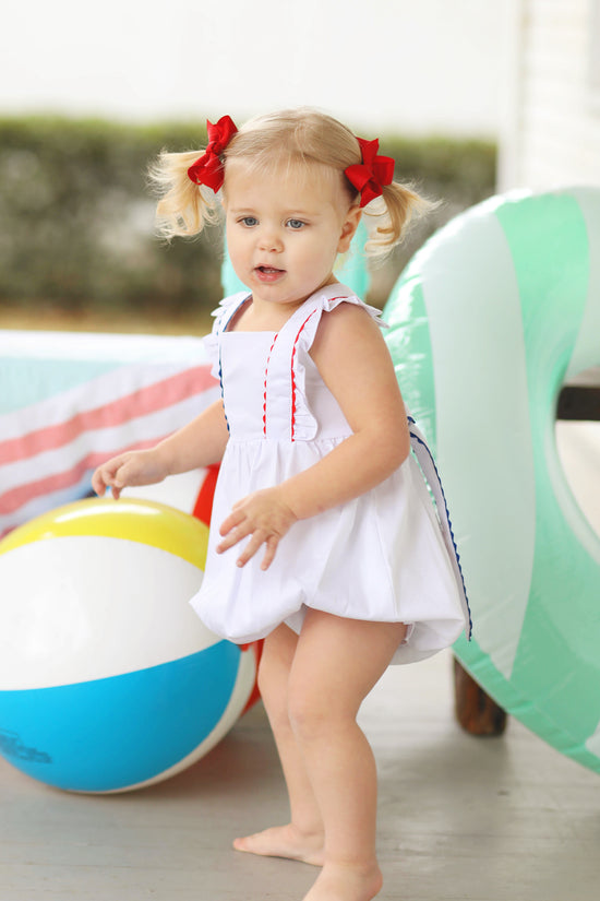 White Tie Bubble with Red & Blue Trim