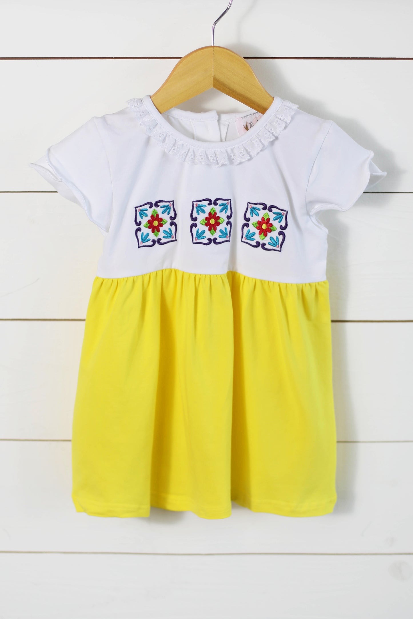 Cinco De Mayo Embroidered Knit Yellow Dress