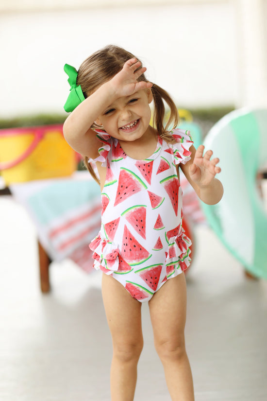 Watermelon Print Ruffle One-Piece