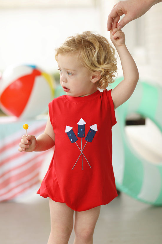 Firework Applique Knit Red Bubble