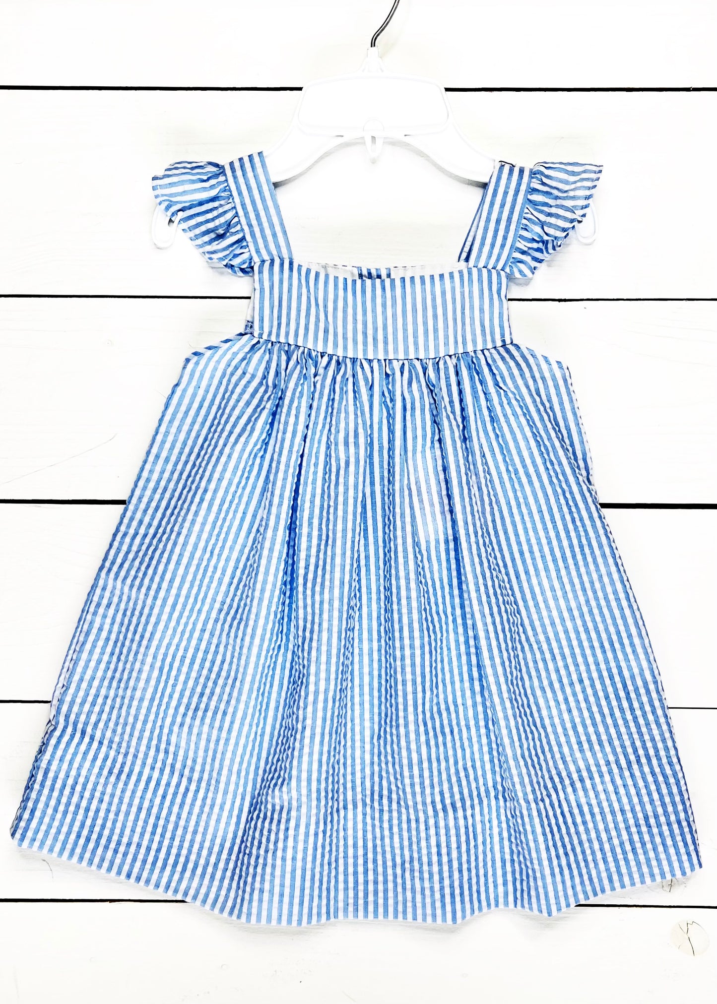 Blue Seersucker Angel Wing Dress