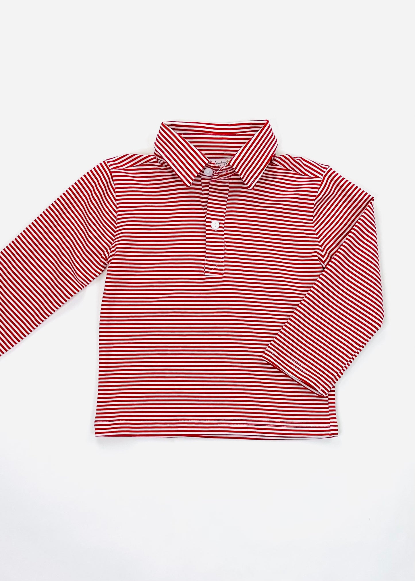 Red Stripe Knit Collared Shirt